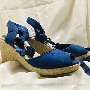 Blue Wedges Espadrilles Size 9 Brand New